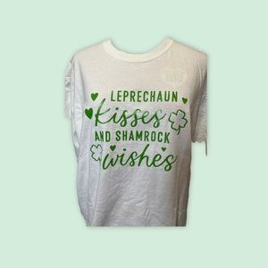 white unisex tee with St party day saying